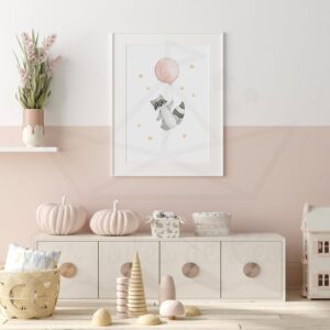 Raton-laveur et son ballon – Aquarelle individuelle