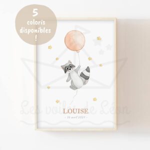 Raton-laveur et son ballon – Aquarelle individuelle
