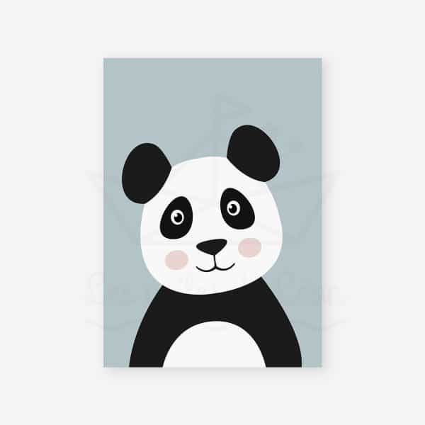 affiche panda bleu gris