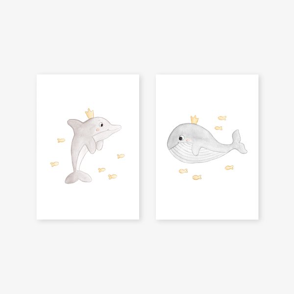 affiches-dauphin+baleine-gris+jaune