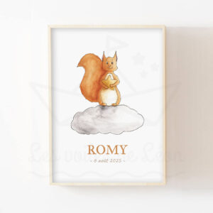 Écureuil sur un nuage – Aquarelle individuelle