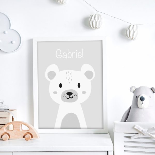 cadre décoratif ours prénom