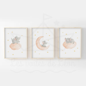 Etoiles – éléphants – Trio Aquarelles