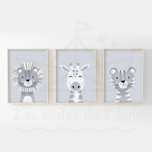 Savane – Lion Girafe Tigre – Trio Affiches