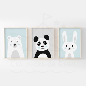 Ours Panda Lapin – Trio affiches