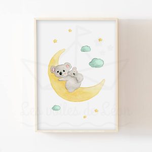 Koala sur sa lune – Aquarelle individuelle