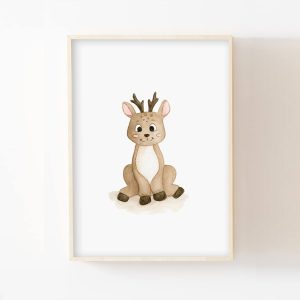 Forêt – Cerf – Aquarelle individuelle