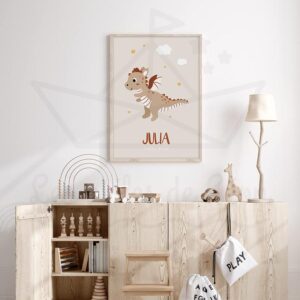 Affiche dragon volant étoiles – Poster personnalisable