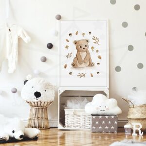 Ours brun – Affiches prénom enfant personnalisable forêt