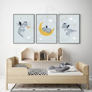 Trio affiches enfant – Dragons dans les étoiles