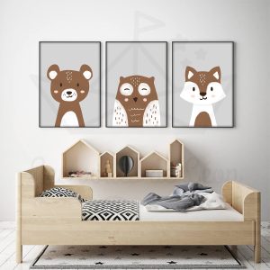 Forêt – Ours Hibou Renard – Trio affiches