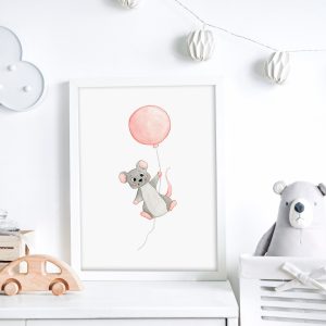 Souris et son ballon – Aquarelle individuelle