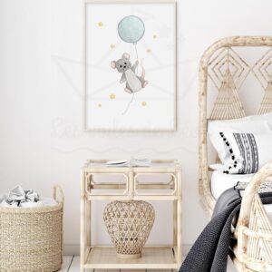 Souris et son ballon – Aquarelle individuelle