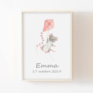 Souris et son cerf-volant- Aquarelle individuelle