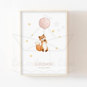 Renard et son ballon – Aquarelle individuelle