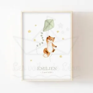 Renard et son cerf-volant – Aquarelle individuelle