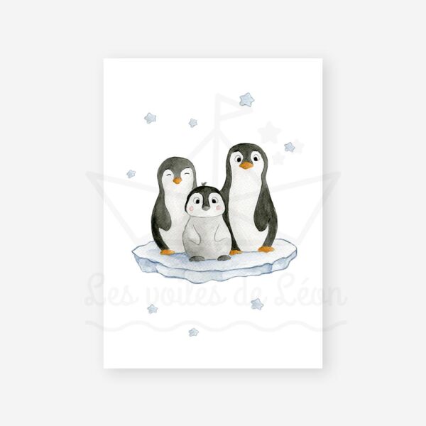 affiche famille pingouin étoiles
