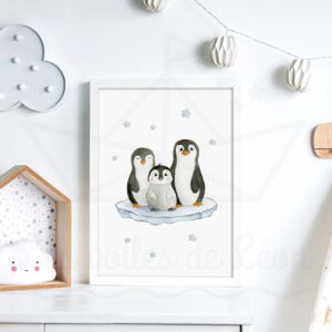Pingouin Famille – Aquarelle individuelle