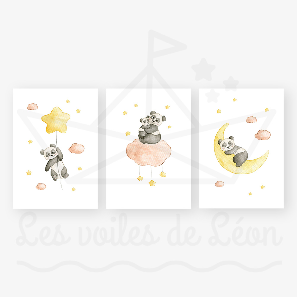 affiches étoiles panda terracotta