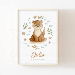 Loutre – Aquarelle prénom enfant