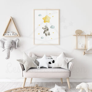 Panda et son étoile – Aquarelle individuelle