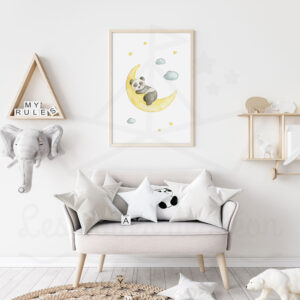 Panda sur sa lune – Aquarelle individuelle