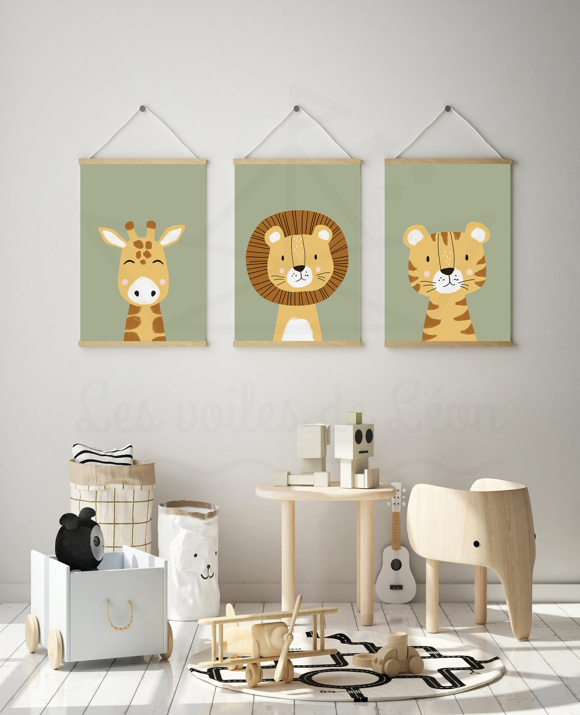 Affiche crèche bébé - Affiches Animaux - Safari - Chambre Jungle - Chambre  bébé 