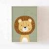 Décoration chambre bébé lion safari vert olive