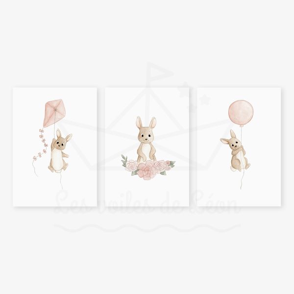 affiches lapin roses
