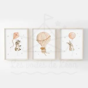 Ciel Forêt – Cerf Écureuil Lapin- Trio Aquarelles