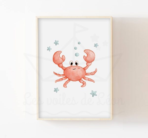 Aquarelle enfant mer crabe