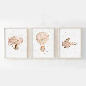 Ciel Véhicules Forêt – Hérisson, renard, cerf – Trio Aquarelles