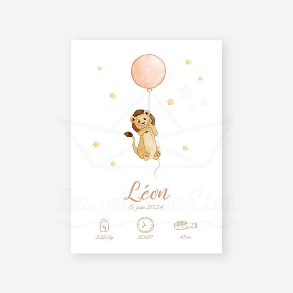 affiche lion ballon terracotta naissance