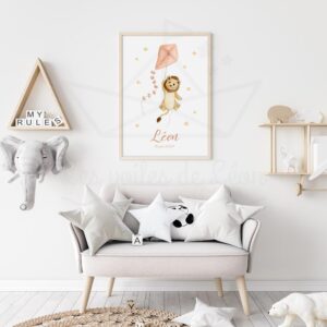 Ciel – Lion cerf-volant – Aquarelle individuelle