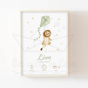 Ciel – Lion cerf-volant – Aquarelle individuelle