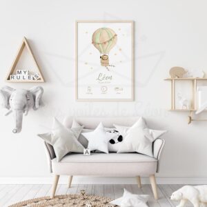 Ciel – Lion montgolfière – Aquarelle individuelle