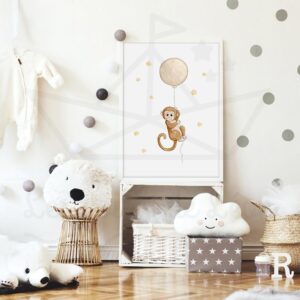 Singe et son ballon – Aquarelle individuelle