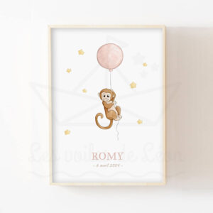 Singe et son ballon – Aquarelle individuelle