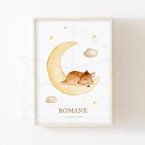 Faon sur la lune – Aquarelle individuelle