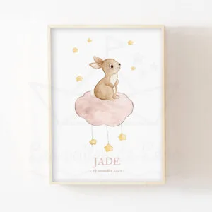 Lapin sur son nuage – Aquarelle individuelle