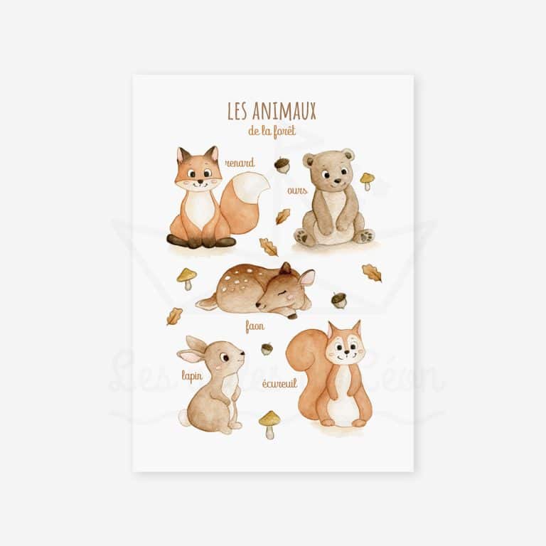 aquerelle d'animaux de la forêt