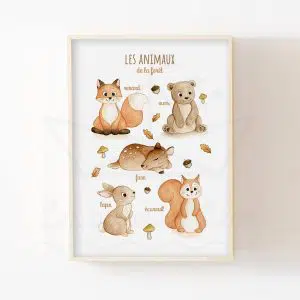 Animaux de la forêt – Aquarelle individuelle