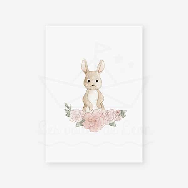 affiche lapin roses