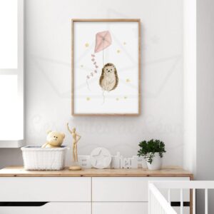 Hérisson et son cerf-volant – Aquarelle individuelle