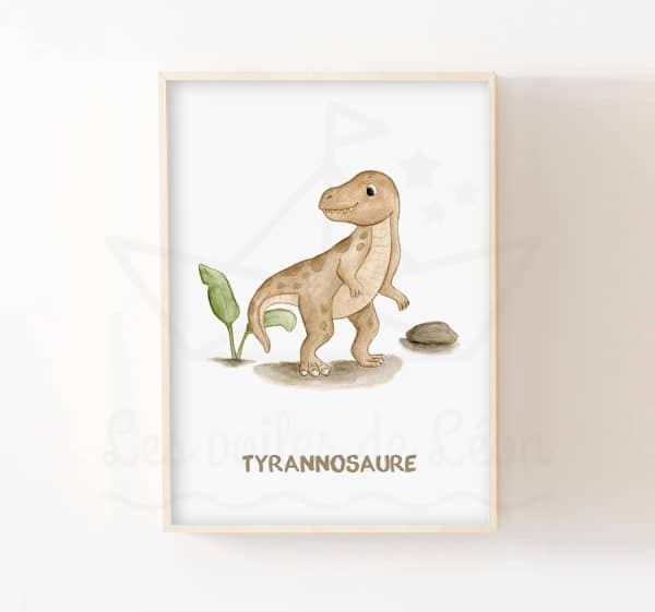 Aquarelle dinosaure prénom tyrannosaure