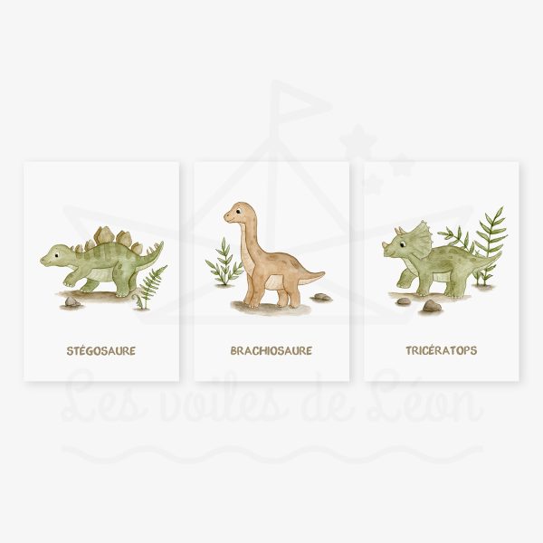 affiches trio dinosaures plantes nom