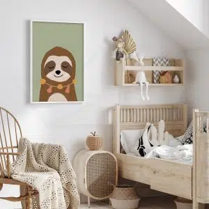 Affiche thème Lama et cactus décoration chambre d'enfant et bébé