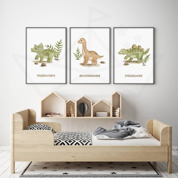 aquarelle avec des dinosaures pour enfant