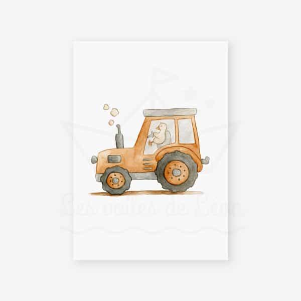 affiche véhicule tracteur orange