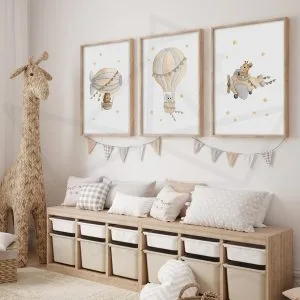 Ciel Véhicules Safari – Lion, éléphant, girafe – Trio Aquarelles